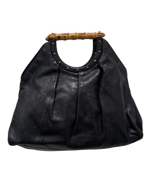 GUCCI（グッチ）GUCCI (グッチ) バンブーハンドル レザーハンドバッグ ブラックの古着・服飾アイテム