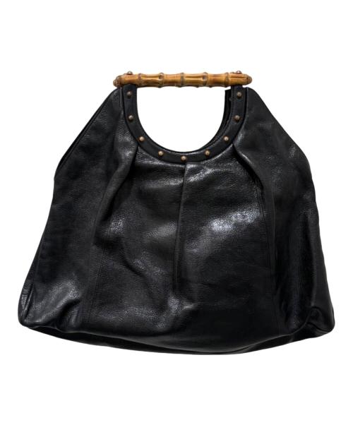GUCCI（グッチ）GUCCI (グッチ) バンブーハンドル レザーハンドバッグ ブラックの古着・服飾アイテム