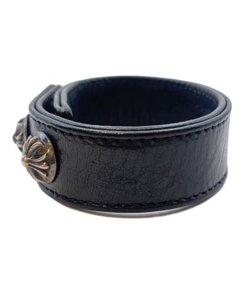 CHROME HEARTS（クロムハーツ）CHROME HEARTS (クロムハーツ) 3ボタン2スナップブレスレット/クロスボタン/レザーバングル ブラックの古着・服飾アイテム