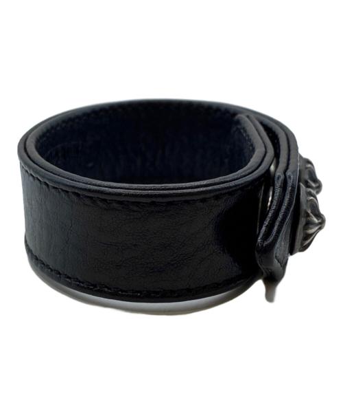CHROME HEARTS（クロムハーツ）CHROME HEARTS (クロムハーツ) 3ボタン2スナップブレスレット/クロスボタン/レザーバングル ブラックの古着・服飾アイテム