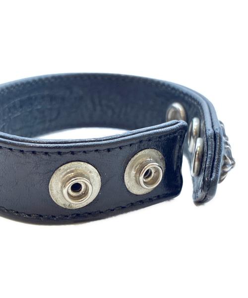 CHROME HEARTS（クロムハーツ）CHROME HEARTS (クロムハーツ) 3ボタン2スナップブレスレット/クロスボタン/レザーバングル ブラックの古着・服飾アイテム
