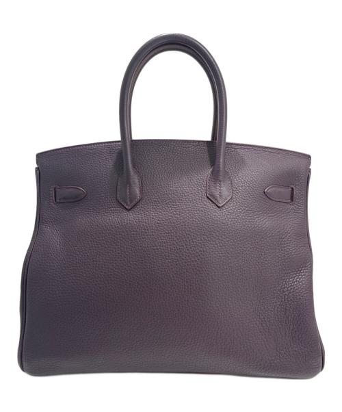HERMES（エルメス）HERMES (エルメス) バーキン35/シルバー金具/トリヨンクレマンス/□R刻印/ブラック/ハンドバッグ パープル系 サイズ:35の古着・服飾アイテム
