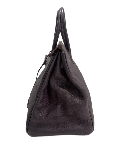 HERMES（エルメス）HERMES (エルメス) バーキン35/シルバー金具/トリヨンクレマンス/□R刻印/ブラック/ハンドバッグ パープル系 サイズ:35の古着・服飾アイテム
