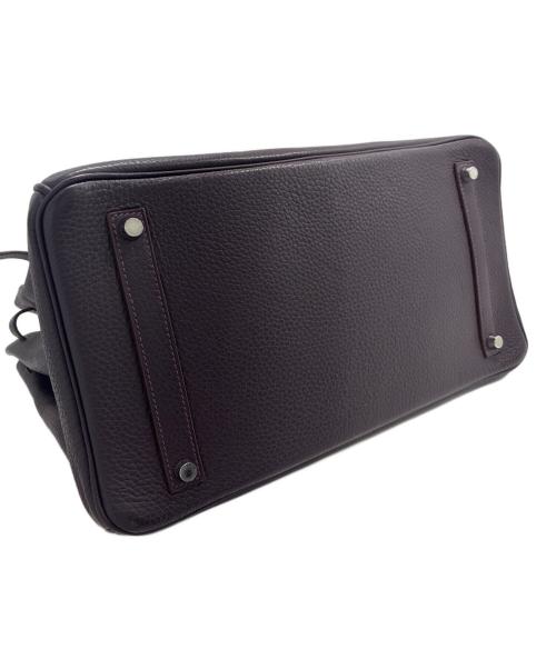 HERMES（エルメス）HERMES (エルメス) バーキン35/シルバー金具/トリヨンクレマンス/□R刻印/ブラック/ハンドバッグ パープル系 サイズ:35の古着・服飾アイテム