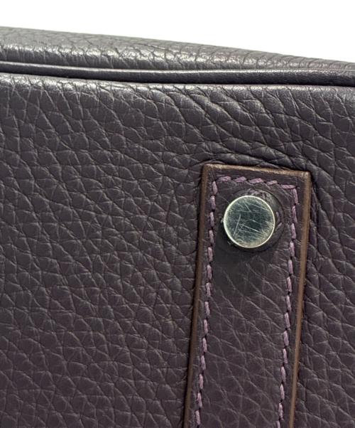HERMES（エルメス）HERMES (エルメス) バーキン35/シルバー金具/トリヨンクレマンス/□R刻印/ブラック/ハンドバッグ パープル系 サイズ:35の古着・服飾アイテム