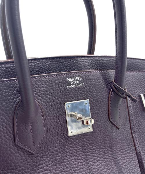 HERMES（エルメス）HERMES (エルメス) バーキン35/シルバー金具/トリヨンクレマンス/□R刻印/ブラック/ハンドバッグ パープル系 サイズ:35の古着・服飾アイテム