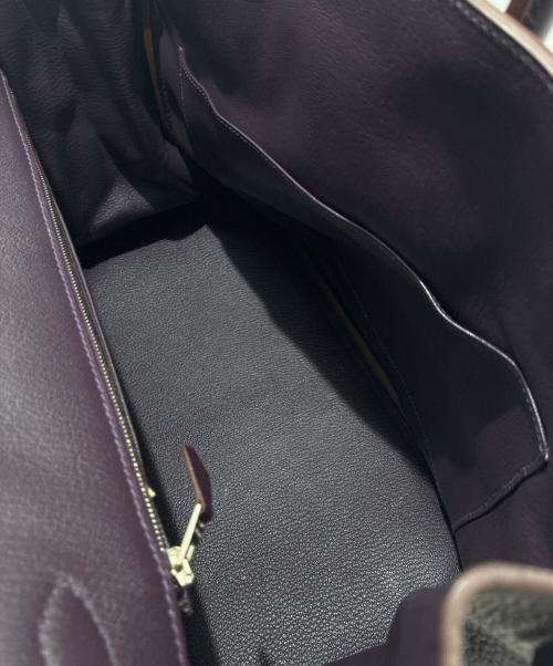 HERMES（エルメス）HERMES (エルメス) バーキン35/シルバー金具/トリヨンクレマンス/□R刻印/ブラック/ハンドバッグ パープル系 サイズ:35の古着・服飾アイテム