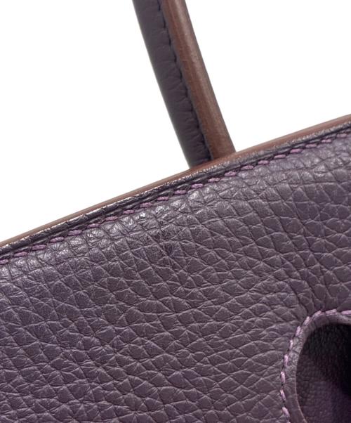 HERMES（エルメス）HERMES (エルメス) バーキン35/シルバー金具/トリヨンクレマンス/□R刻印/ブラック/ハンドバッグ パープル系 サイズ:35の古着・服飾アイテム