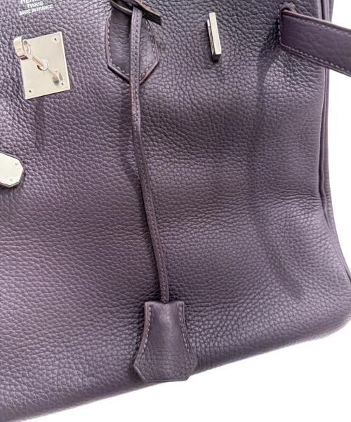 HERMES（エルメス）HERMES (エルメス) バーキン35/シルバー金具/トリヨンクレマンス/□R刻印/ブラック/ハンドバッグ パープル系 サイズ:35の古着・服飾アイテム