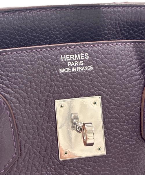 HERMES（エルメス）HERMES (エルメス) バーキン35/シルバー金具/トリヨンクレマンス/□R刻印/ブラック/ハンドバッグ パープル系 サイズ:35の古着・服飾アイテム