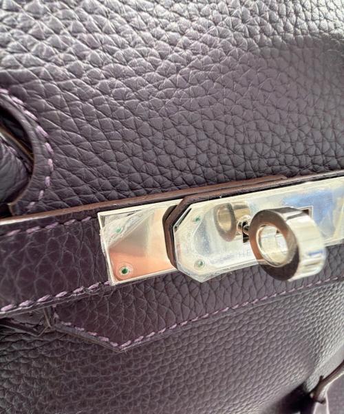 HERMES（エルメス）HERMES (エルメス) バーキン35/シルバー金具/トリヨンクレマンス/□R刻印/ブラック/ハンドバッグ パープル系 サイズ:35の古着・服飾アイテム