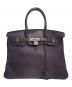 HERMES（エルメス）の古着「バーキン35/シルバー金具/トリヨンクレマンス/□R刻印/ブラック/ハンドバッグ」｜パープル系