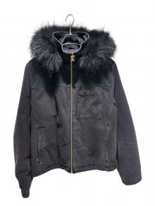 LOUIS VUITTON（ルイ ヴィトン）の古着「Vintage-finish denim and fur jacket/ヴィンテージ加工デニムファージャケット/RM241M CCUHQA05」｜ブラック