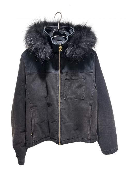 LOUIS VUITTON（ルイ ヴィトン）LOUIS VUITTON (ルイ ヴィトン) Vintage-finish denim and fur jacket/ヴィンテージ加工デニムファージャケット/RM241M CCUHQA05 ブラック サイズ:50の古着・服飾アイテム