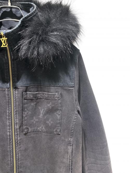 LOUIS VUITTON（ルイ ヴィトン）LOUIS VUITTON (ルイ ヴィトン) Vintage-finish denim and fur jacket/ヴィンテージ加工デニムファージャケット/RM241M CCUHQA05 ブラック サイズ:50の古着・服飾アイテム