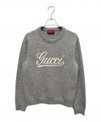 GUCCIグッチ）の古着「インターシャ ウールニット セーター」｜ライトグレー