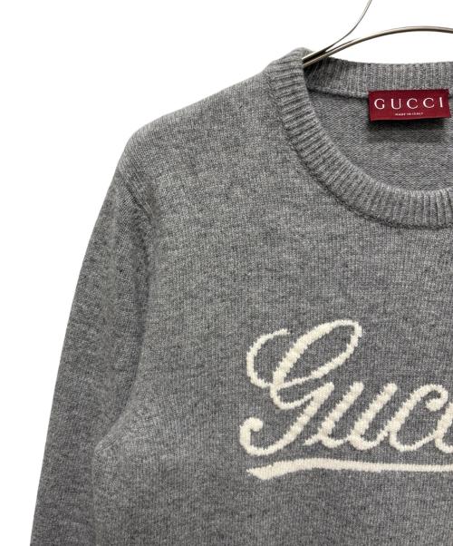 GUCCI（グッチ）GUCCI (グッチ) インターシャ ウールニット セーター ライトグレー サイズ:Lの古着・服飾アイテム