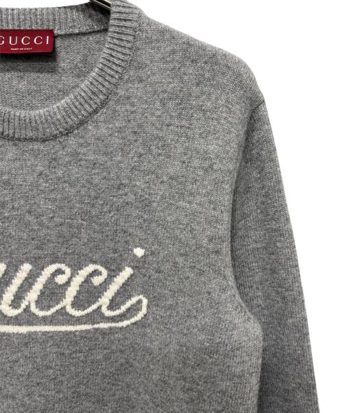 GUCCI（グッチ）GUCCI (グッチ) インターシャ ウールニット セーター ライトグレー サイズ:Lの古着・服飾アイテム