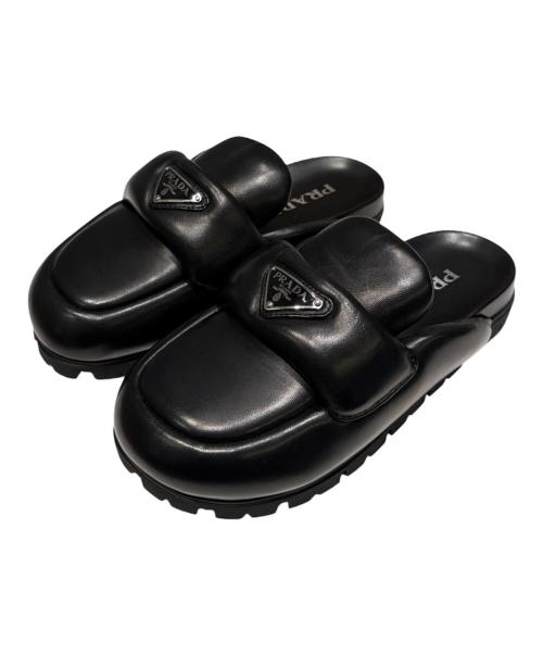 PRADA（プラダ）PRADA (プラダ) パテッドミュールサンダル/サボ ブラック サイズ:36の古着・服飾アイテム