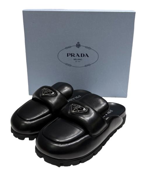 PRADA（プラダ）PRADA (プラダ) パテッドミュールサンダル/サボ ブラック サイズ:36の古着・服飾アイテム