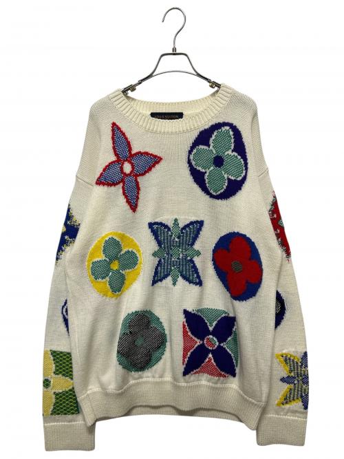LOUIS VUITTON（ルイ ヴィトン）LOUIS VUITTON (ルイ ヴィトン) マルチカラーモノグラムニット ホワイト サイズ:XLの古着・服飾アイテム