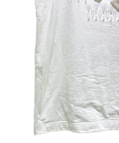 LOUIS VUITTON（ルイ ヴィトン）LOUIS VUITTON (ルイ ヴィトン) Pearl Bead Embroidered Logo T-Shirt/パールビーズエンブロイダリーロゴTシャツ/HQY71W ホワイト サイズ:Mの古着・服飾アイテム