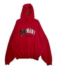 BALENCIAGA（バレンシアガ）の古着「Faux Logo Round Hem Hoodie」｜レッド