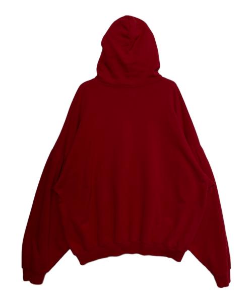 BALENCIAGA（バレンシアガ）BALENCIAGA (バレンシアガ) Faux Logo Round Hem Hoodie レッド サイズ:2の古着・服飾アイテム