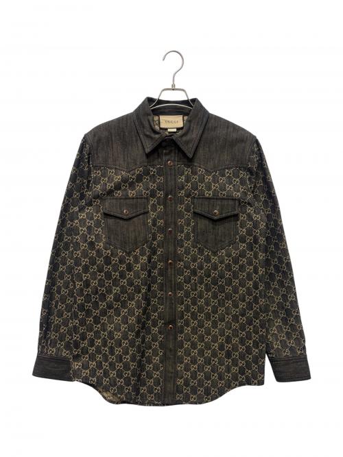 GUCCI（グッチ）GUCCI (グッチ) GGジャカードデニムジャケット ネイビー サイズ:46の古着・服飾アイテム
