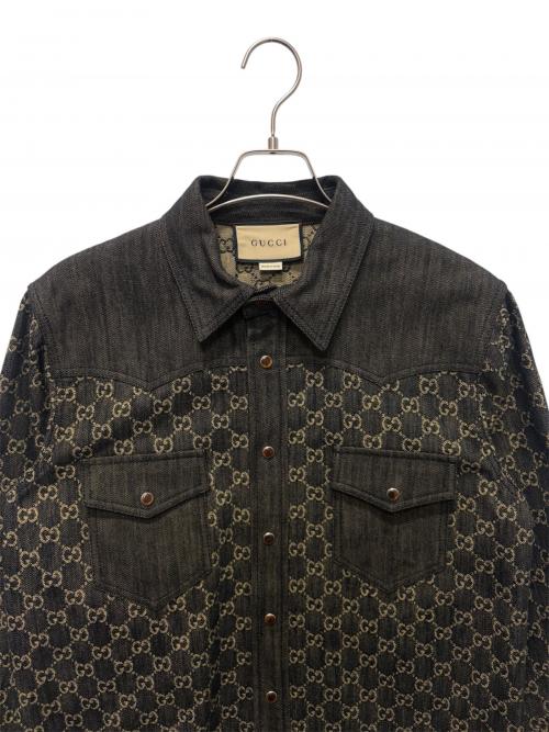 GUCCI（グッチ）GUCCI (グッチ) GGジャカードデニムジャケット ネイビー サイズ:46の古着・服飾アイテム