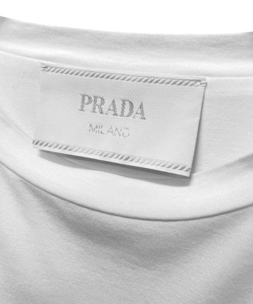 PRADA（プラダ）PRADA (プラダ) 三角プレートナイロン切替Tシャツ ホワイト サイズ:Mの古着・服飾アイテム