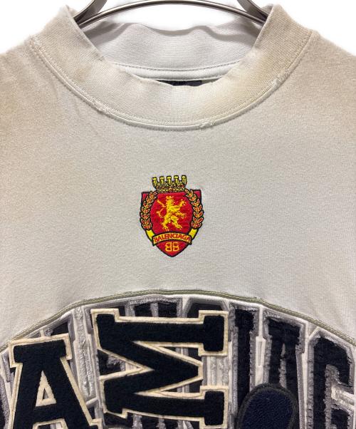 BALENCIAGA（バレンシアガ）BALENCIAGA (バレンシアガ) クラッシュダスト加工ワッペンTシャツ ホワイト サイズ:Ｌの古着・服飾アイテム