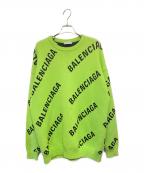 BALENCIAGAバレンシアガ）の古着「オールオーバーロゴニット」｜黄緑