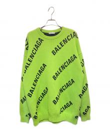 BALENCIAGA（バレンシアガ）の古着「オールオーバーロゴニット」｜黄緑