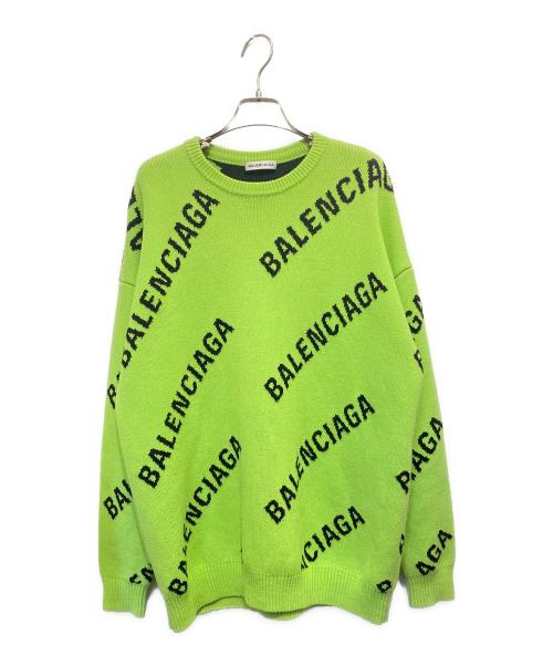 BALENCIAGA（バレンシアガ）BALENCIAGA (バレンシアガ) オールオーバーロゴニット 黄緑 サイズ:XSの古着・服飾アイテム