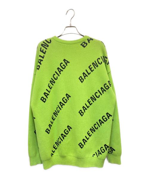 BALENCIAGA（バレンシアガ）BALENCIAGA (バレンシアガ) オールオーバーロゴニット 黄緑 サイズ:XSの古着・服飾アイテム
