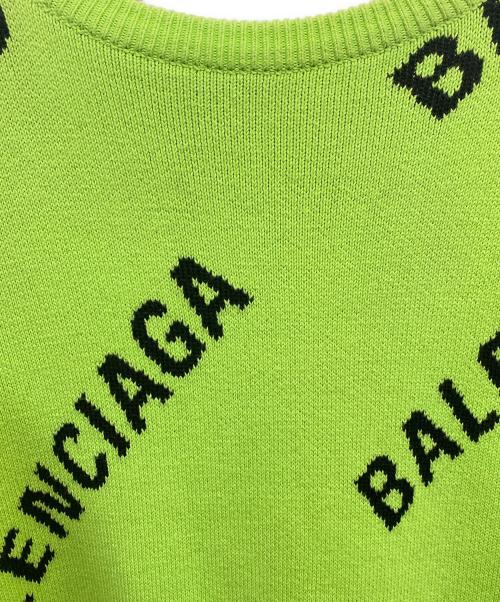 BALENCIAGA（バレンシアガ）BALENCIAGA (バレンシアガ) オールオーバーロゴニット 黄緑 サイズ:XSの古着・服飾アイテム