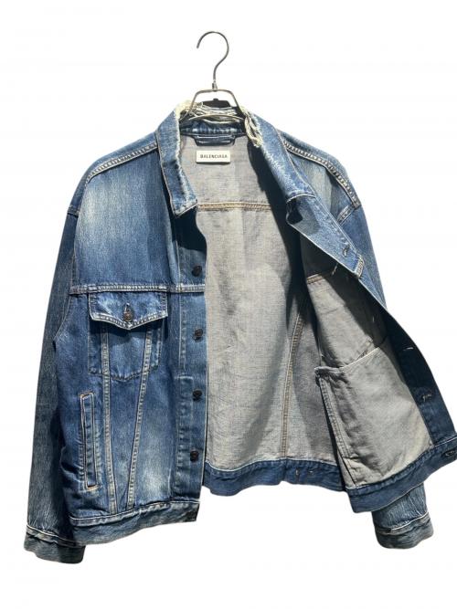 BALENCIAGA（バレンシアガ）BALENCIAGA (バレンシアガ) ダメージ加工バックロゴデニムジャケット インディゴ サイズ:40の古着・服飾アイテム