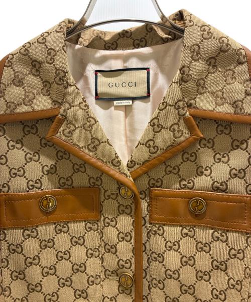 GUCCI（グッチ）GUCCI (グッチ) GGスープリームキャンバスジャケット ベージュ サイズ:40の古着・服飾アイテム