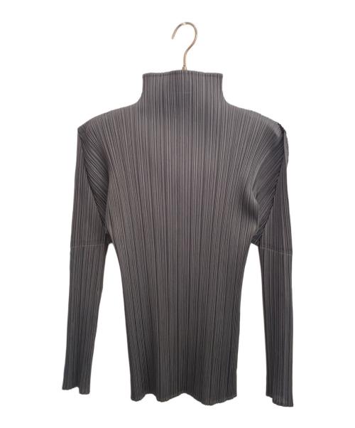 PLEATS PLEASE（プリーツプリーズ）PLEATS PLEASE (プリーツプリーズ) ボトルネック カットソー トップス  グレー サイズ:3の古着・服飾アイテム