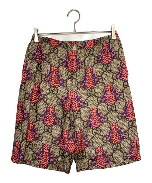 GUCCI（グッチ）GUCCI (グッチ) パイナップルプリントGGシルクショーツ ベージュ サイズ:44の古着・服飾アイテム