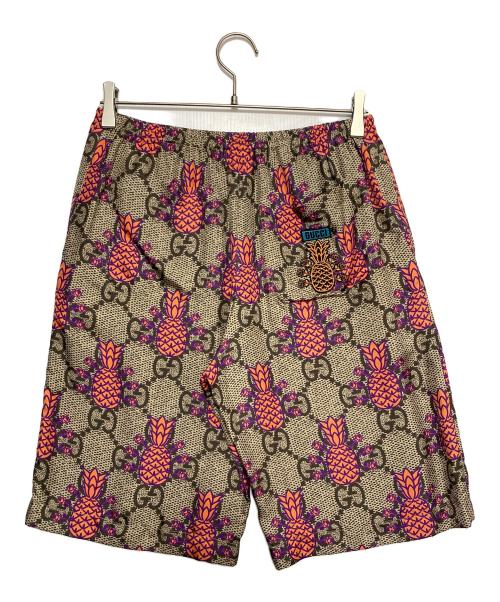 GUCCI（グッチ）GUCCI (グッチ) パイナップルプリントGGシルクショーツ ベージュ サイズ:44の古着・服飾アイテム