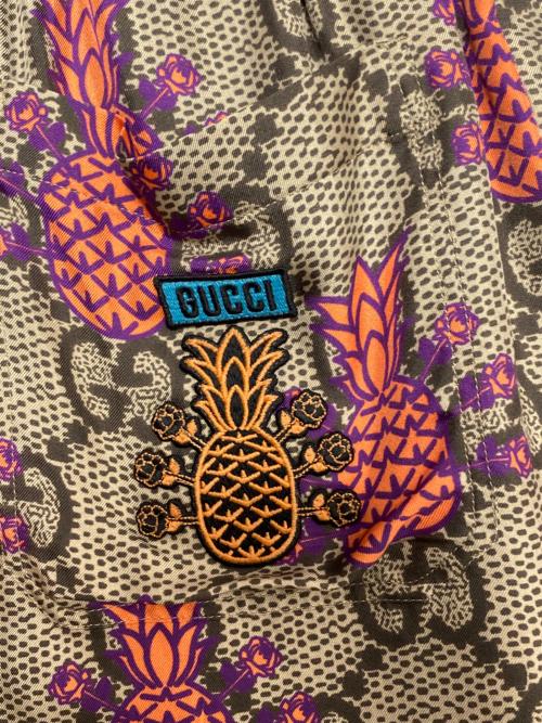 GUCCI（グッチ）GUCCI (グッチ) パイナップルプリントGGシルクショーツ ベージュ サイズ:44の古着・服飾アイテム