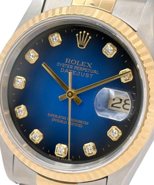 ROLEX（ロレックス）ROLEX (ロレックス) Datejust 36 デイトジャスト36 Ref.16233G 36mm ブルーグラデーション文字盤 10Pダイヤモンド ブルーグラデーション文字盤 サイズ:36mm/18cmの古着・服飾アイテム