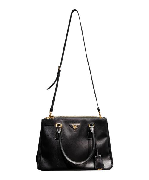 PRADA（プラダ）PRADA (プラダ) ガレリア サフィアーノレザー ミディアムバッグ ブラック サイズ:ミディアムの古着・服飾アイテム