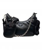PRADAプラダ）の古着「ソフトパデッドナッパレザーショルダーバッグ」｜ブラック