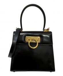 Salvatore Ferragamo（サルヴァトーレ フェラガモ）の古着「ガンチーニ トップハンドルショルダーバッグ」｜ブラック