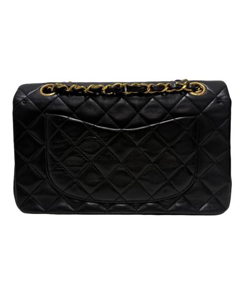CHANEL（シャネル）CHANEL (シャネル) Wフラップチェーンショルダーバッグ ブラック×ゴールド金具 サイズ:23の古着・服飾アイテム