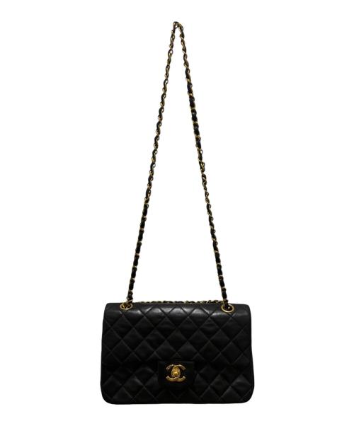 CHANEL（シャネル）CHANEL (シャネル) Wフラップチェーンショルダーバッグ ブラック×ゴールド金具 サイズ:23の古着・服飾アイテム