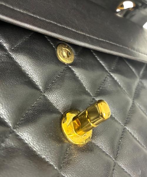 CHANEL（シャネル）CHANEL (シャネル) Wフラップチェーンショルダーバッグ ブラック×ゴールド金具 サイズ:23の古着・服飾アイテム